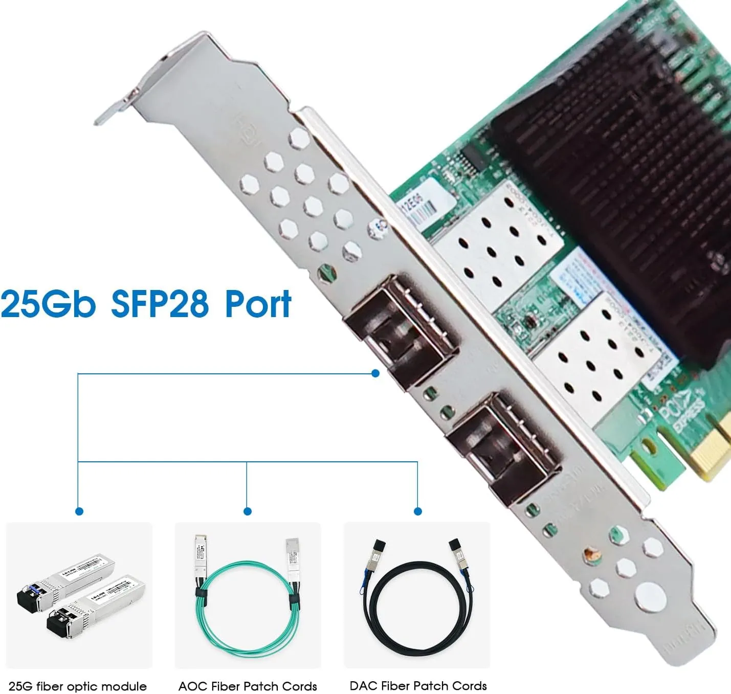 25GbE NIC Network Card with Mellanox ConnectX-4 Chipset,Dual-SFP28 Ports PCI Express 3.0 X8 Ethernet Adapter