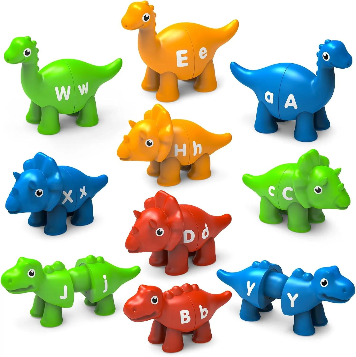 26PCS Dinosaur Alphabet Learning Toys for Toddlers 2-4 Year Old, Montessori Double-Sided ABC Matching Game, Fine Motor Skills Preschool Activities Educational Gifts for Boys & Girls