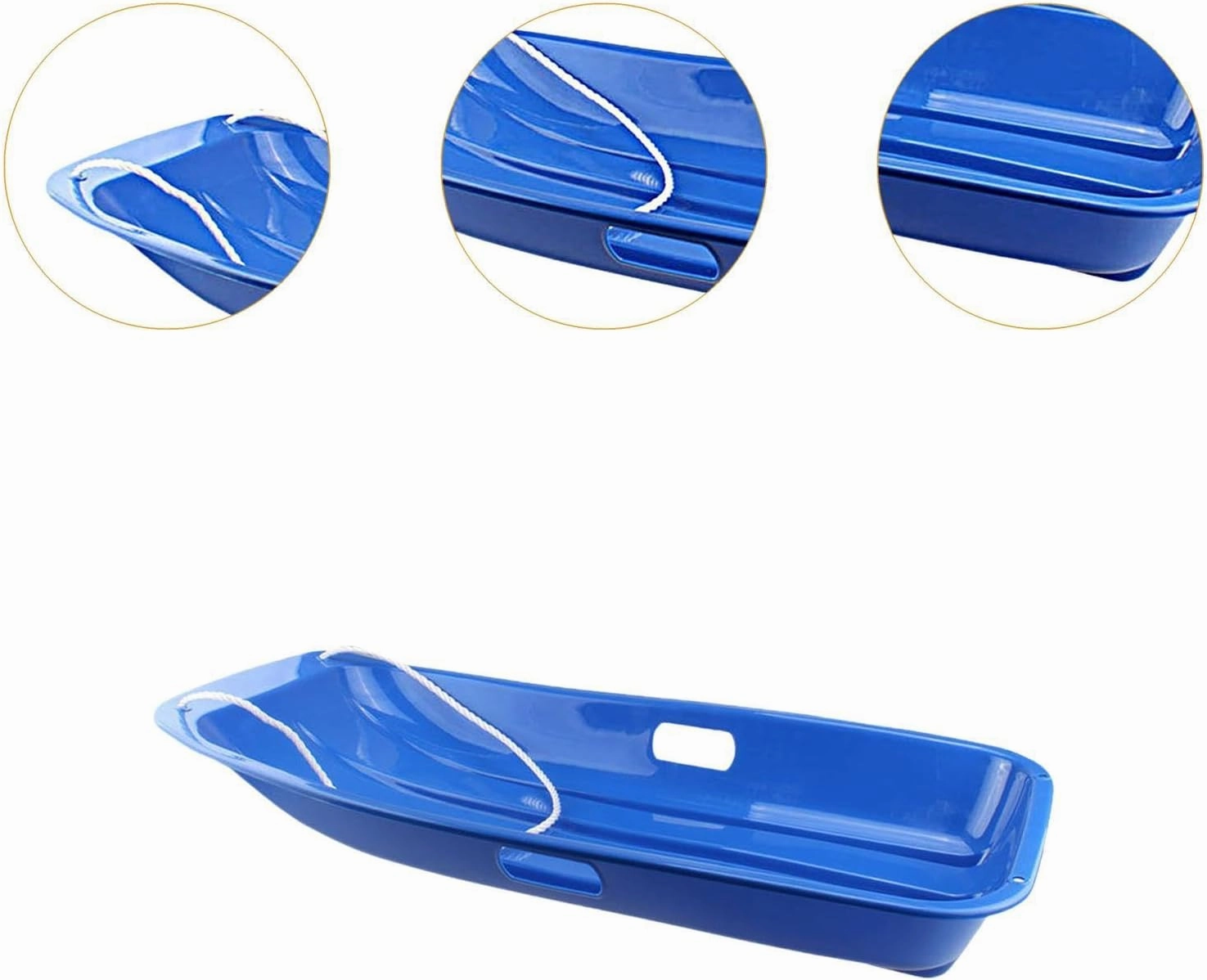 27 Inch Snow Sled for Kids Toboggan with Pull Rope Snow Sledding Supplies Portable Winter Snow Toy Hard Bottom for Smooth Downhill Rides for Sports Outdoor Yard