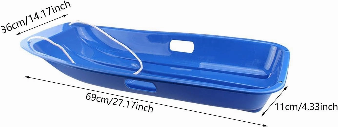 27 Inch Snow Sled for Kids Toboggan with Pull Rope Snow Sledding Supplies Portable Winter Snow Toy Hard Bottom for Smooth Downhill Rides for Sports Outdoor Yard