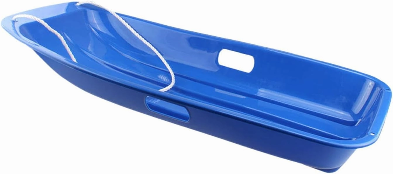 27 Inch Snow Sled for Kids Toboggan with Pull Rope Snow Sledding Supplies Portable Winter Snow Toy Hard Bottom for Smooth Downhill Rides for Sports Outdoor Yard