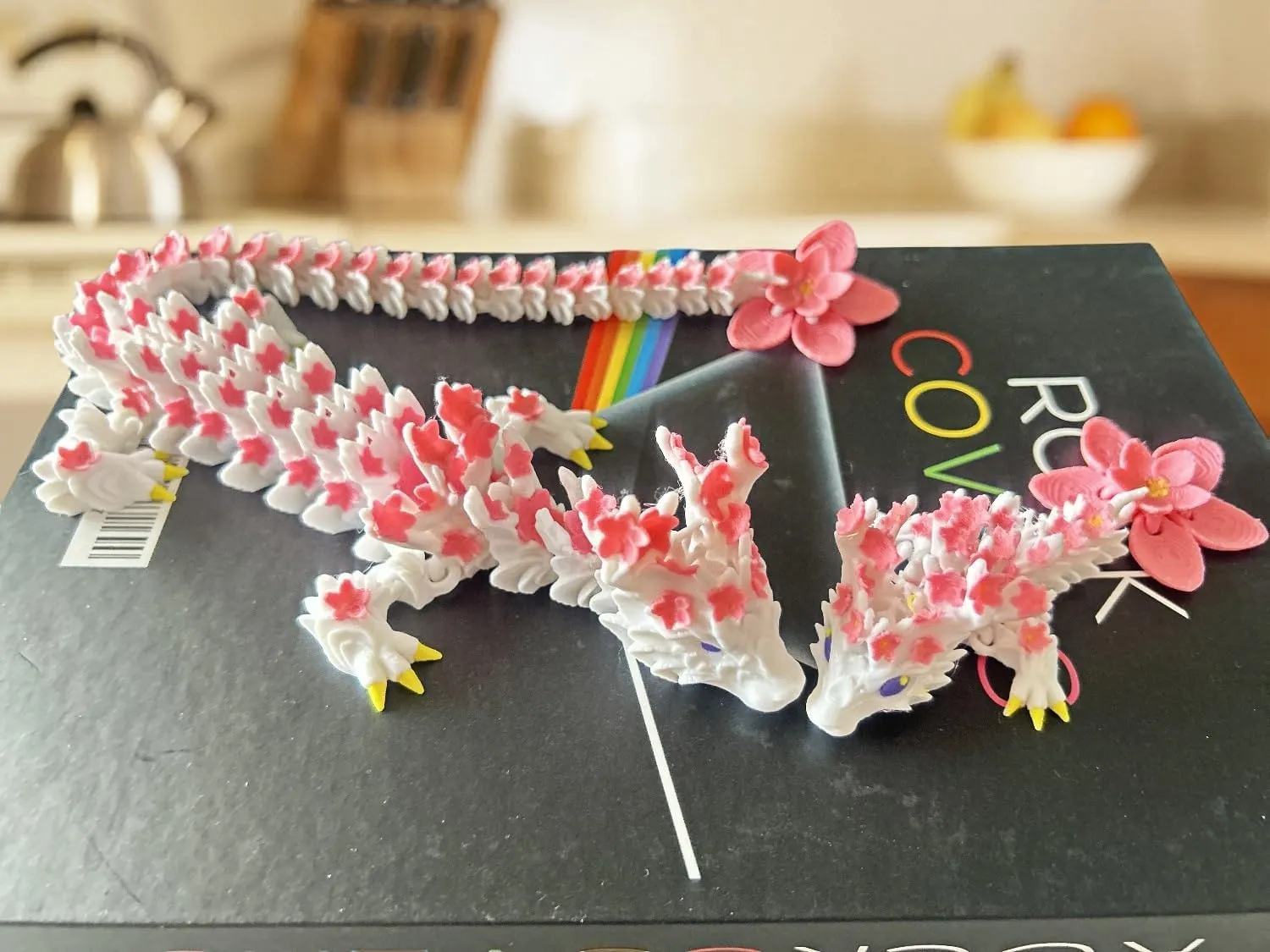 2PCS 3D Printed Cherry Blossom Dragon,15 &4.3 in Realistic Articulated Dragon Fidget Toy 3D Printed Animals Desk Décor and Collectible Desk Fidgets for Adults