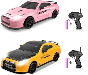 2PCs Drift Car, 2.4ghz 1/24 High Speed Remote Control2PCS Drift Car RC Cars Drifting RC Car Racing Car Model Vehicle, 4WD Racing Car Toy Car with LED Lights for Boys Girls Adults