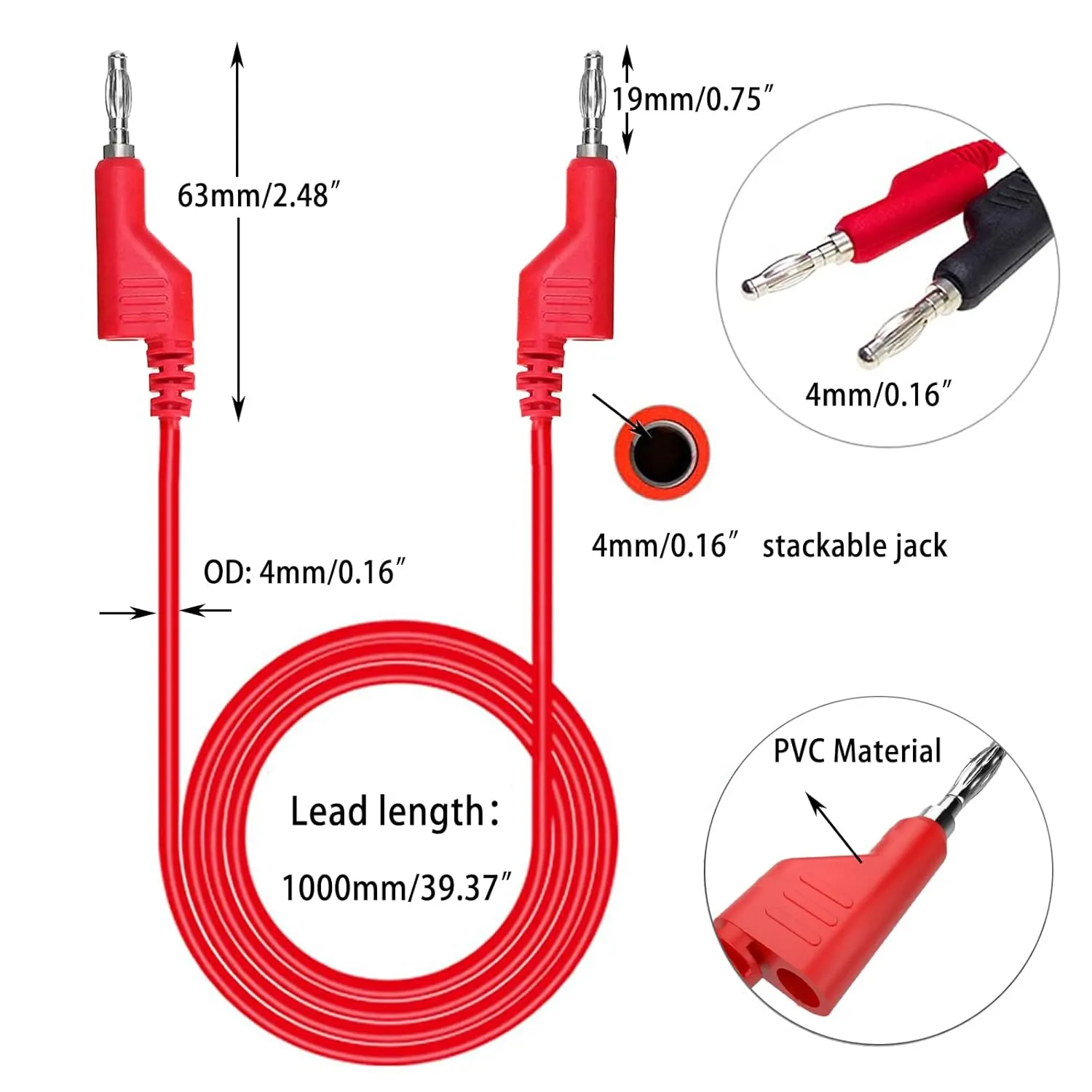 30 Pcs Banana Plug Silicone Test Leads Kit, 4mm Stackable Banana Plug with Threading Probe, Alligator Clips, Probe Holder, Connection Hose ，Automotive Test Leads for Multimeter
