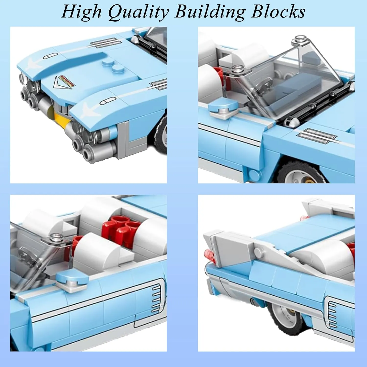 308 Pcs Race Car Building Block Toys Set, Small Cool Speed Champion C1 Sports car Brick Building Set, Compatible with Major Brands Bricks, Gift for Kids and Adults (Light Blue)