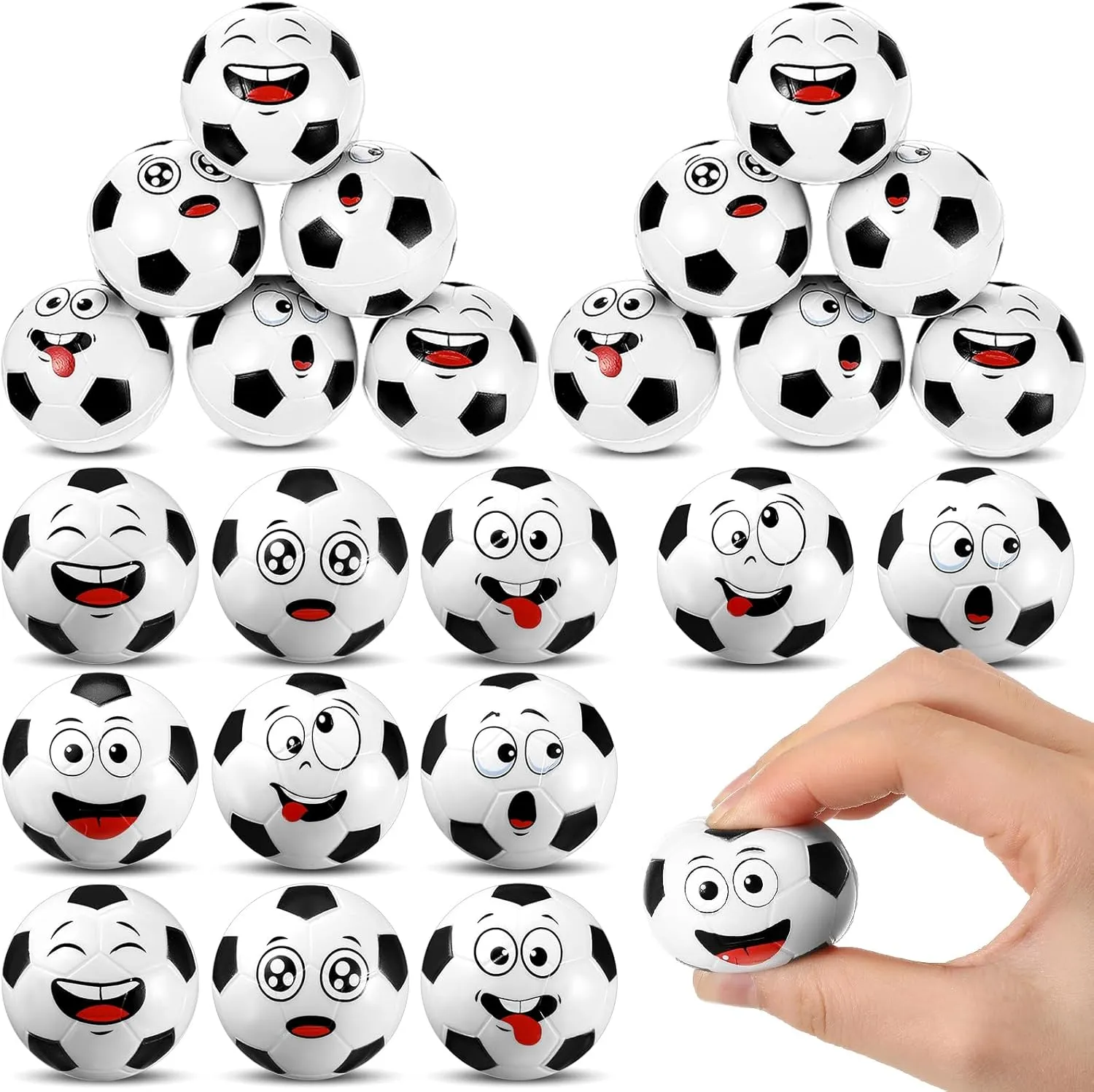 36 Pcs Mini Face Soccer Stress Balls Bulk Small Soccer Ball Stress and Anxiety Relief Toy Foam Sports Squeeze Balls for School Carnival Reward Sports Soccer Theme Party Favors Gifts