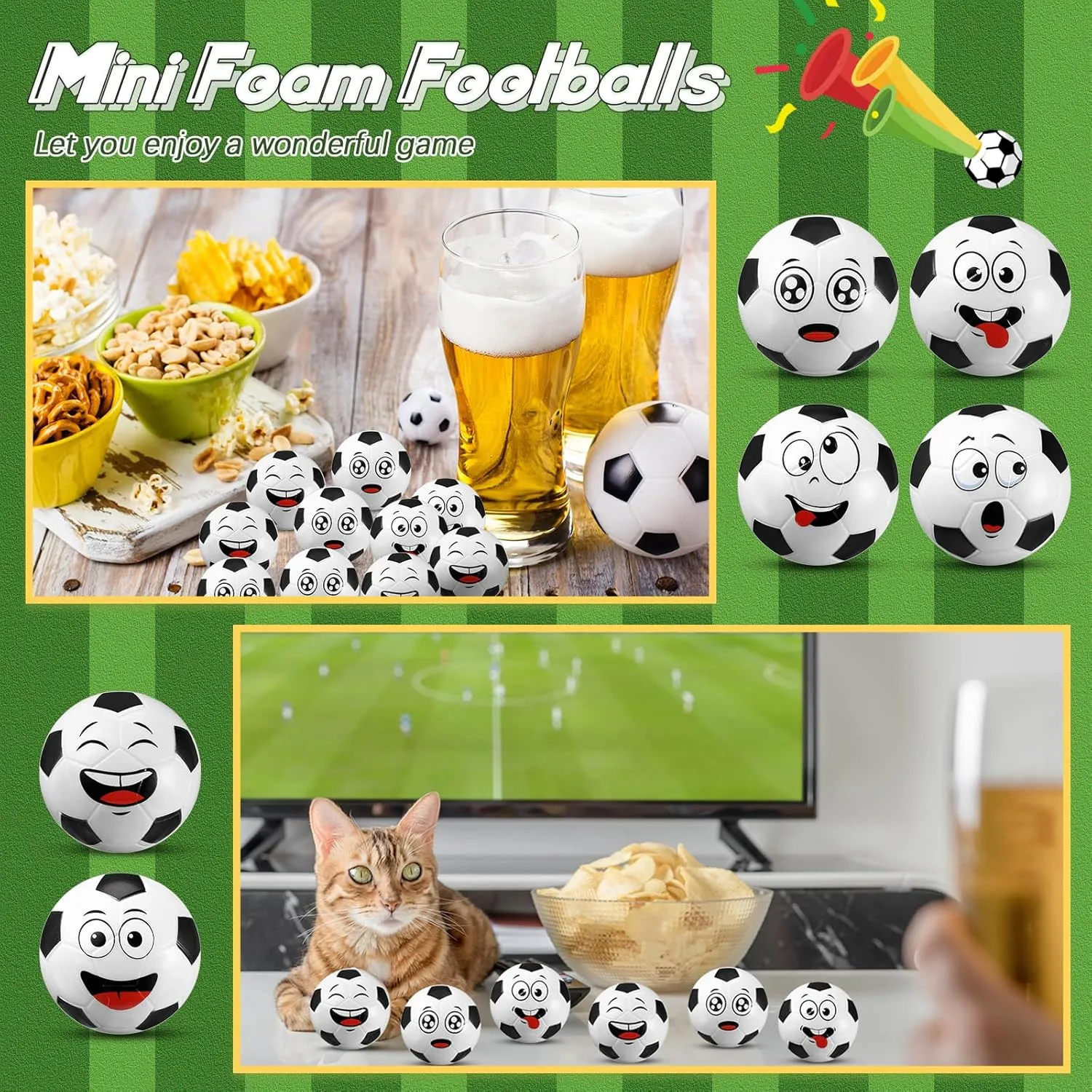36 Pcs Mini Face Soccer Stress Balls Bulk Small Soccer Ball Stress and Anxiety Relief Toy Foam Sports Squeeze Balls for School Carnival Reward Sports Soccer Theme Party Favors Gifts
