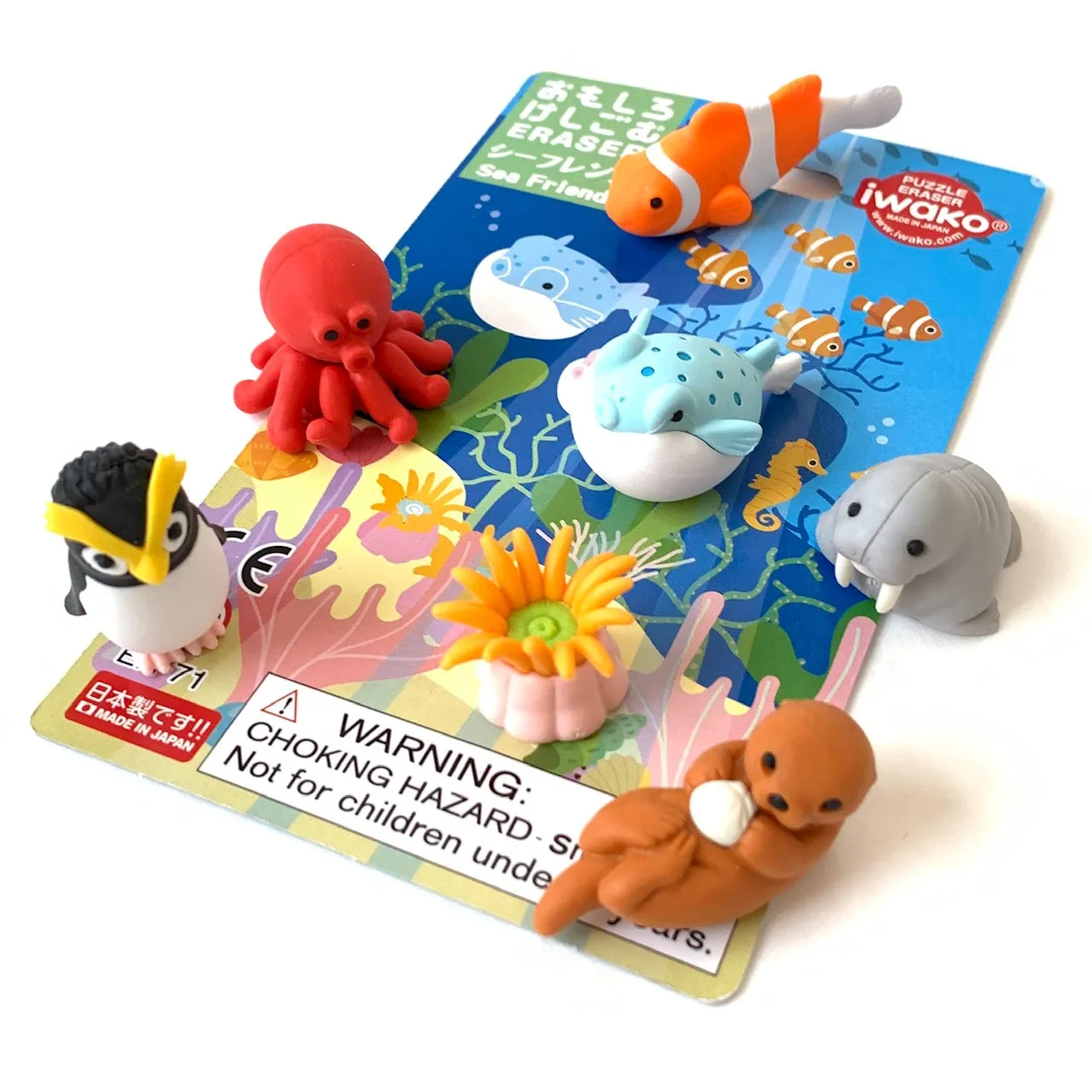 38313 SEA FRIENDS ERASER CARD-10 CARDS