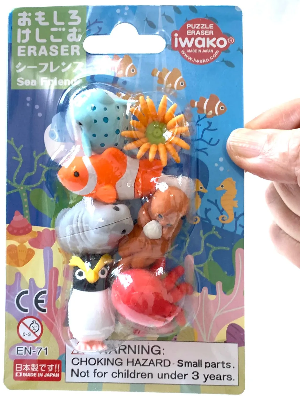 38313 SEA FRIENDS ERASER CARD-10 CARDS
