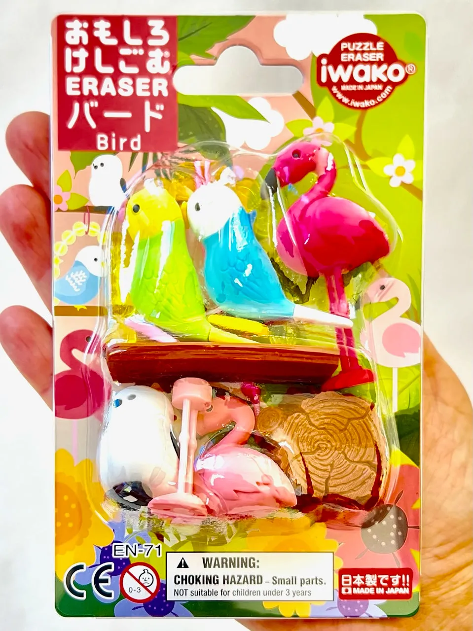 38337 BIRDS ERASER CARD-10 CARDS