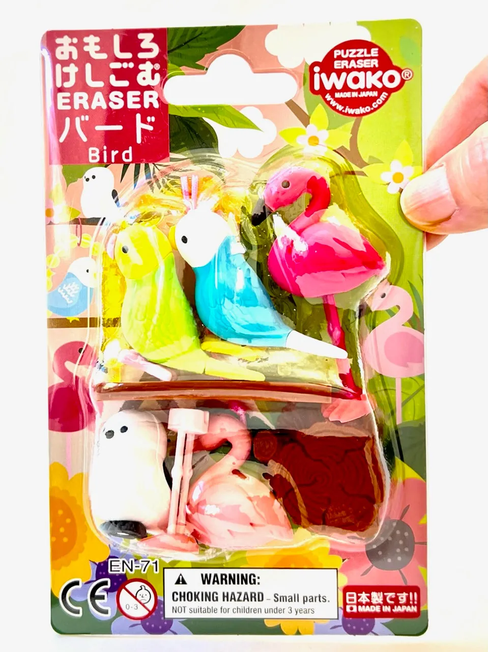 38337 BIRDS ERASER CARD-10 CARDS