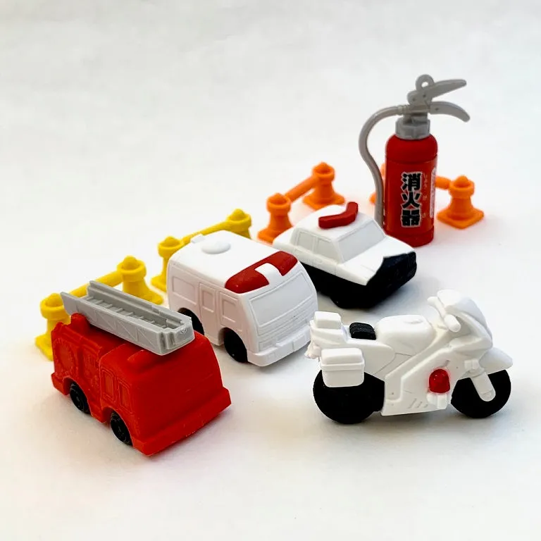 38341 IWAKO EMERGENCY VEHICLE ERASER CARD-10 CARDS