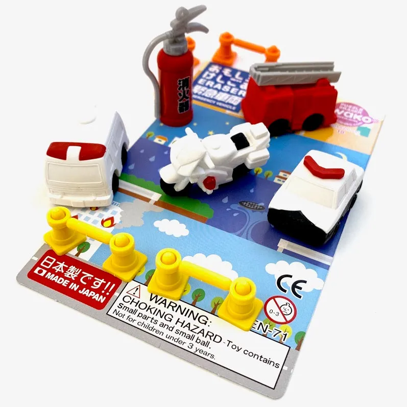 38341 IWAKO EMERGENCY VEHICLE ERASER CARD-10 CARDS