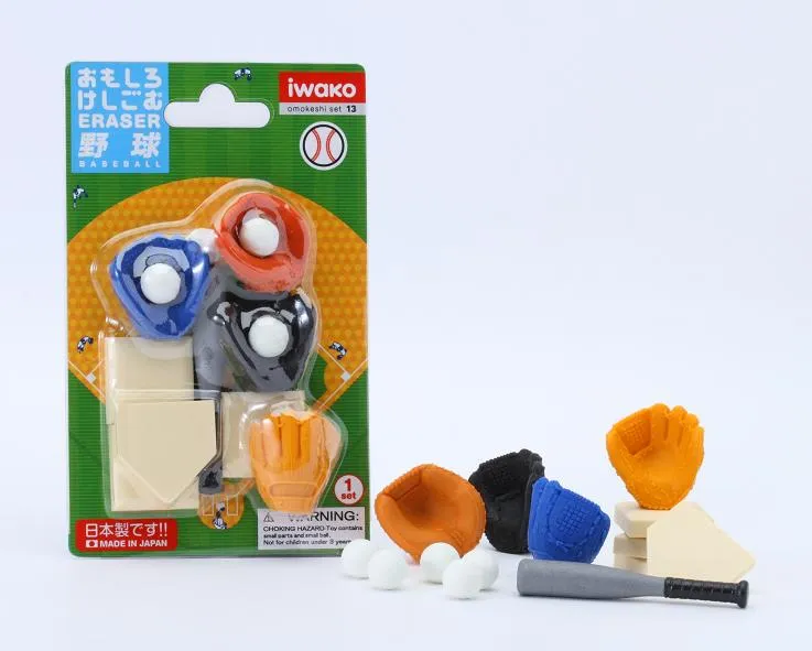 38343 IWAKO BASEBALL ERASER CARD-10 CARDS