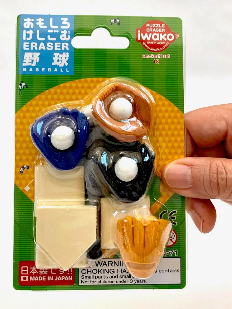 38343 IWAKO BASEBALL ERASER CARD-10 CARDS