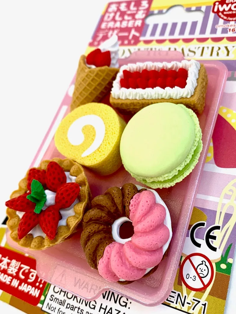 38347 IWAKO FRENCH PASTRY ERASER CARD-10 CARDS