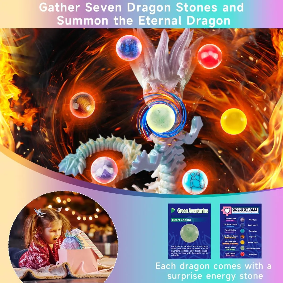 3D Printed Dragon Egg - Fidget Dragon Toy with Surprise Energy Stone Inside - Articulated Dragons - Flexible Joint Parts - Unique Figurines, Desk Decorations, Stocking Stuffers, Gifts for Kids