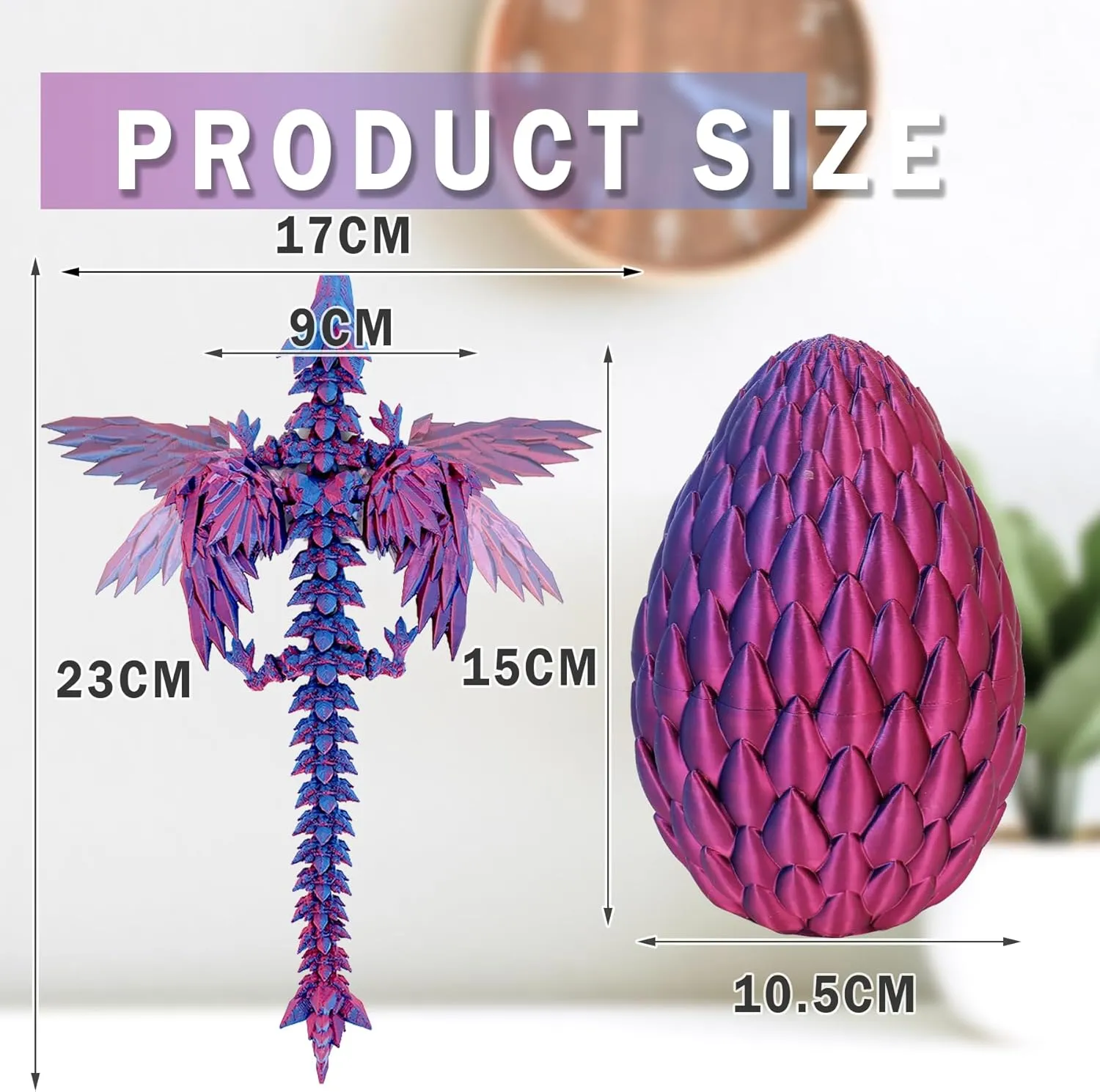 3D Printed Dragon Egg Fidget Toy Mystery Egg Flexible Articulating Collectible Figurine Christmas Easter Gift (Purple)