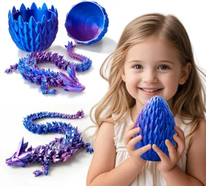 3D Printed Dragon,Dragon Eggs with Dragon Inside,Surprise Dragon Egg Toy,12'' Full Articulated Crystal 3D Dragon