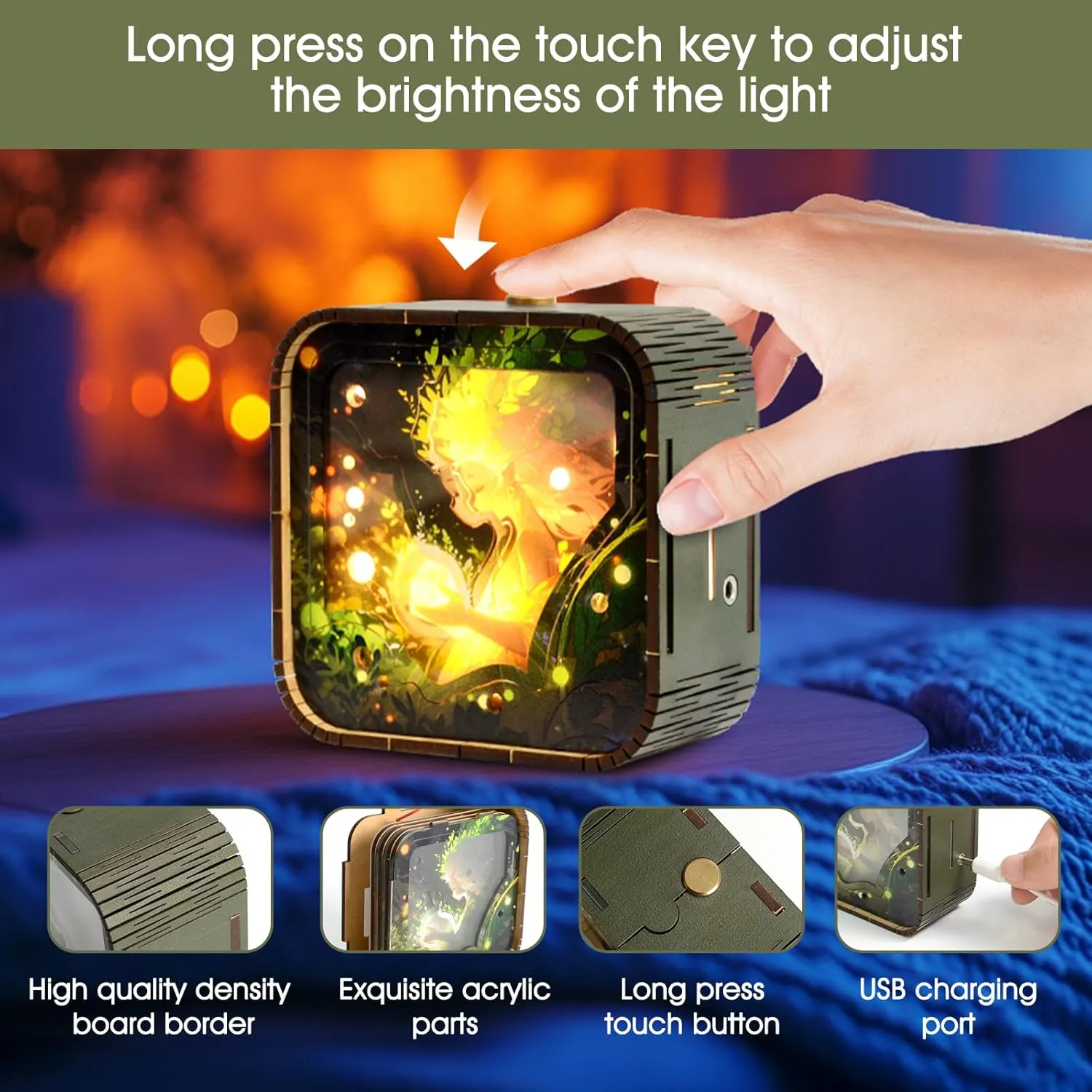 3D Wooden Puzzle Night Light - DIY Creative Design, Eco-Friendly Material, Warm LED Lamp, Ideal Gift for Adults, Home & Holiday Décor (Forest)