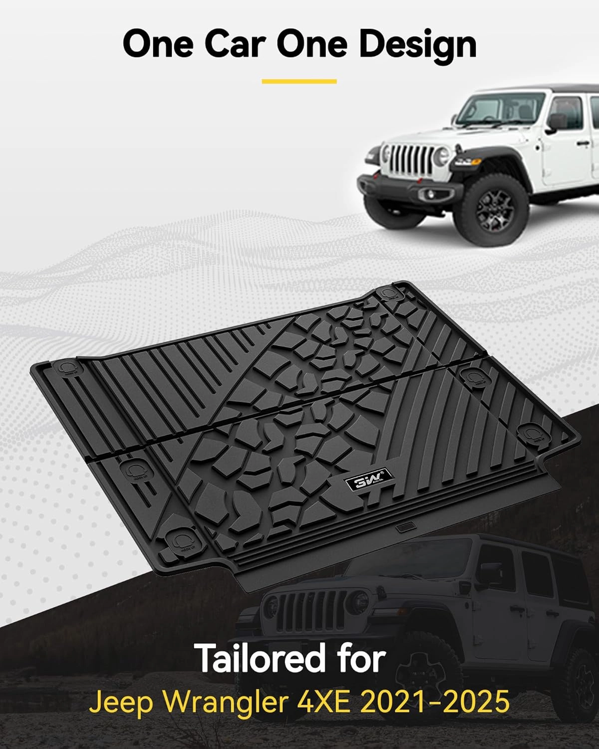 3W Floor Mats & Cargo Liner Fit for Jeep Grand Cherokee 2016-2021/ Grand Cherokee WK 2022 2023 (Non L), TPE All Weather Custom Fit 1st and 2nd Rows Car Mats and Trunk Liner, Black