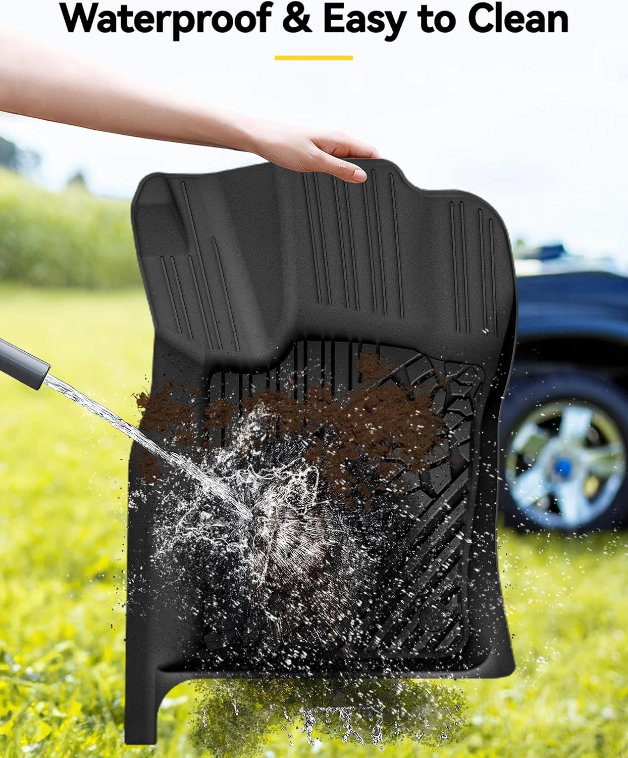 3W Floor Mats & Cargo Liner Fit for Jeep Grand Cherokee 2016-2021/ Grand Cherokee WK 2022 2023 (Non L), TPE All Weather Custom Fit 1st and 2nd Rows Car Mats and Trunk Liner, Black