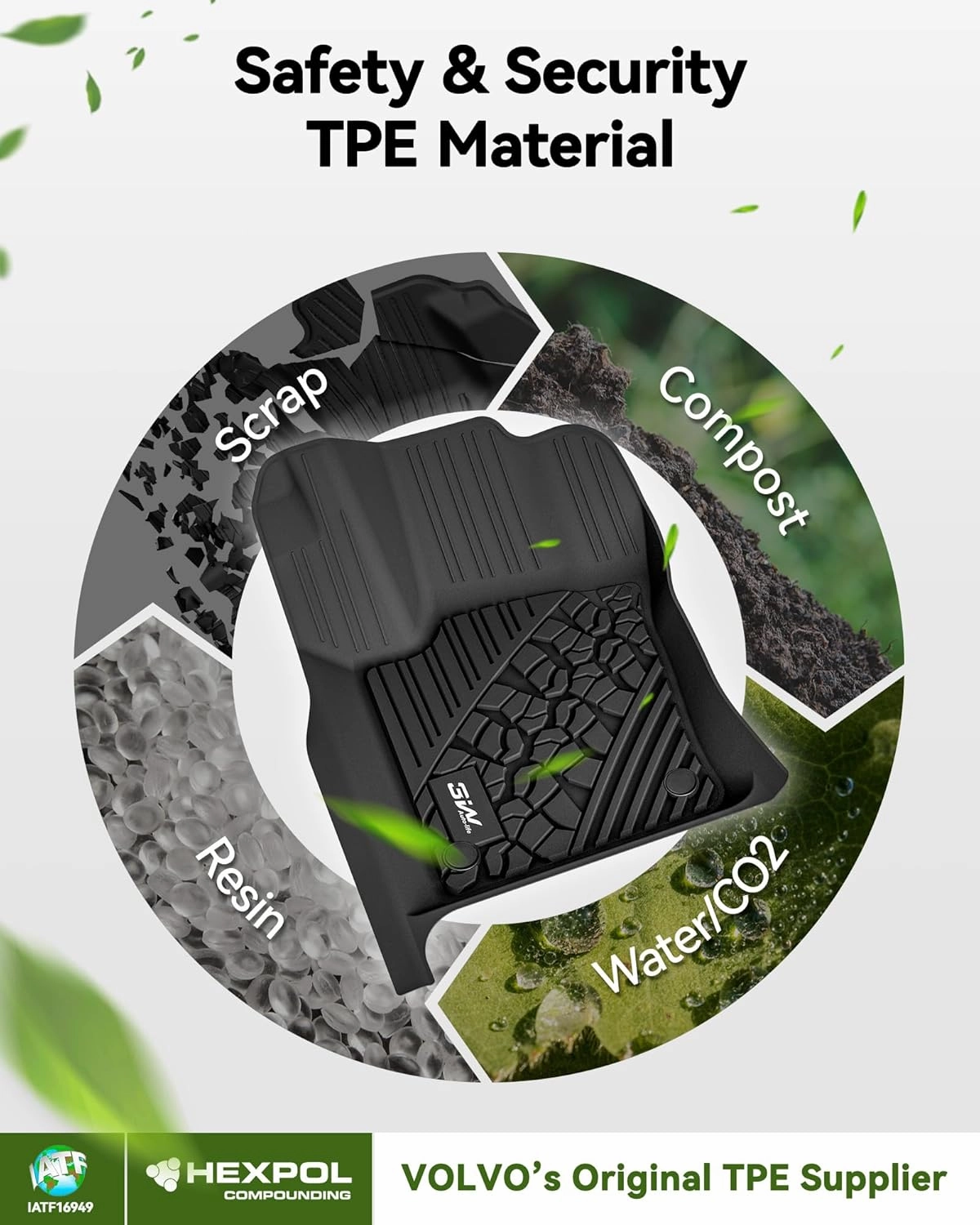 3W Floor Mats & Cargo Liner Fit for Jeep Grand Cherokee 2016-2021/ Grand Cherokee WK 2022 2023 (Non L), TPE All Weather Custom Fit 1st and 2nd Rows Car Mats and Trunk Liner, Black