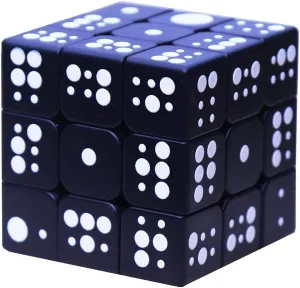 3x3x3 3D Relief Effect Braille Magic Cube Puzzle, IQ Games Puzzles Special for Blind, 5.6cm