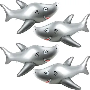 4 Pack 40 Inch Inflatable Shark Pool Float Toy for Summer Beach Pool Sea Ocean Party Supplies