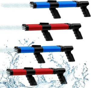 4 Pcs Water Gun Bulk 16.34 x 4.33 Inch Squirt Toys Swimming Pool Toy Water Launcher for Kids and Adults Summer Pool Party Favor Beach Outdoor Games, Blue and Red