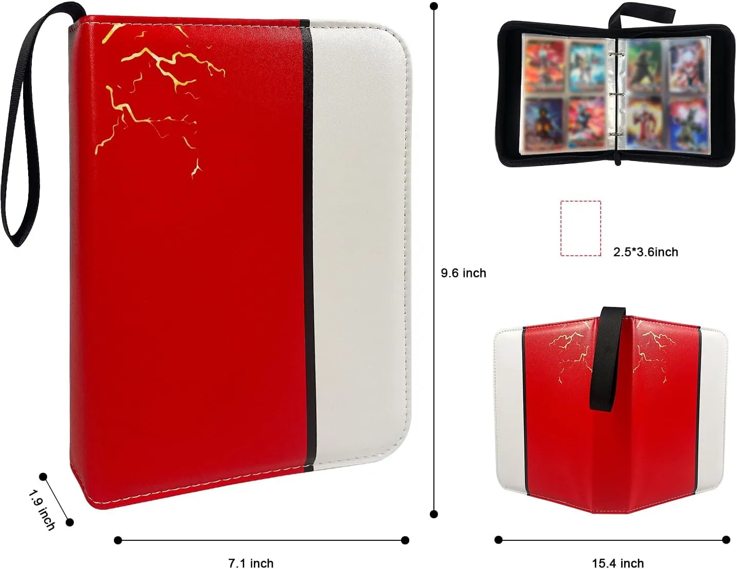 4 Pocket Card Binder with 400 Double Sided Pocket PU Collection Binder - Portable Waterproof Trading Card Storage Bag for Birthday Gifts