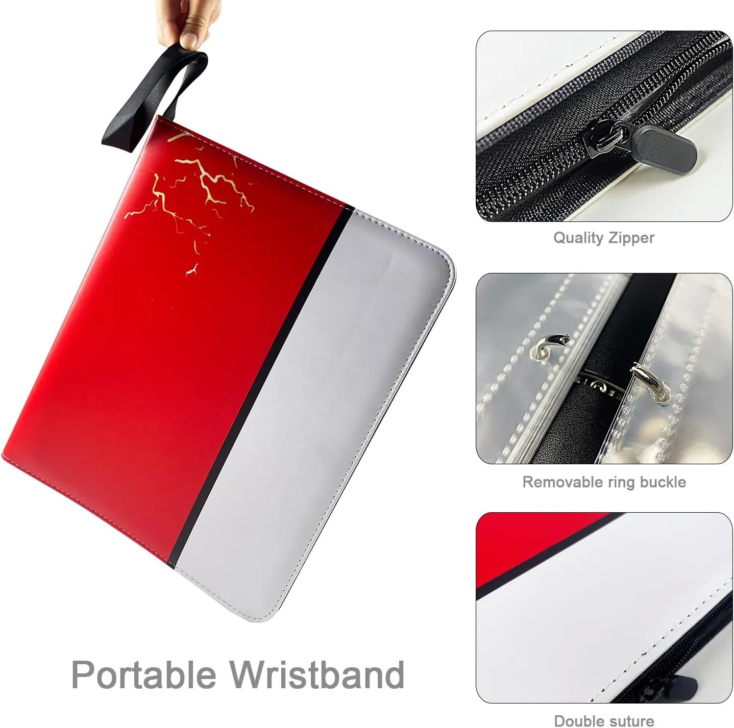 4 Pocket Card Binder with 400 Double Sided Pocket PU Collection Binder - Portable Waterproof Trading Card Storage Bag for Birthday Gifts