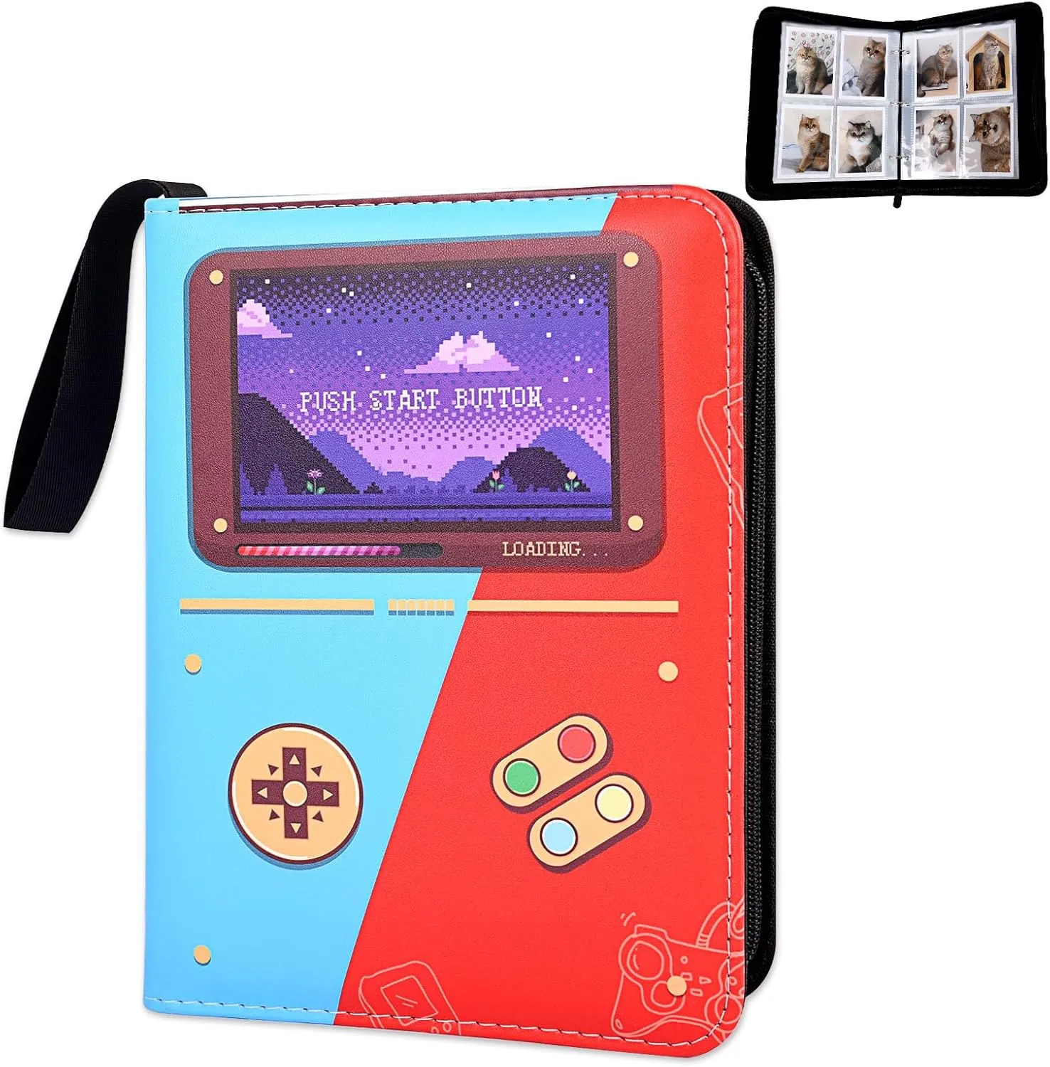 4 Pocket Trading Card Binder, Card Collection Binder with 50 Removable Sheets, Portable Waterproof Card Album Holder Zipper