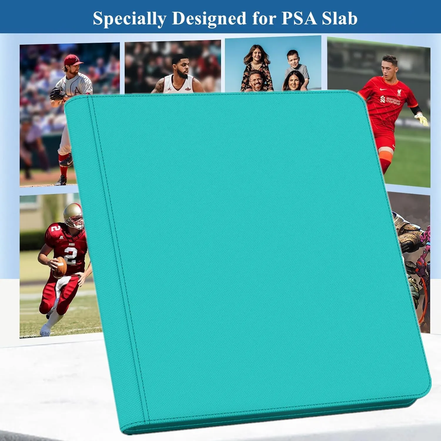 40 Pockets Graded Card Binder, Toploading PSA Slab Holder Album, PU Leather Graded Card Storage Binder, Premium 4 Pocket PSA Card Binder Album with Sleeves (Teal)