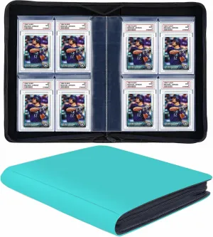 40 Pockets Graded Card Binder, Toploading PSA Slab Holder Album, PU Leather Graded Card Storage Binder, Premium 4 Pocket PSA Card Binder Album with Sleeves (Teal)