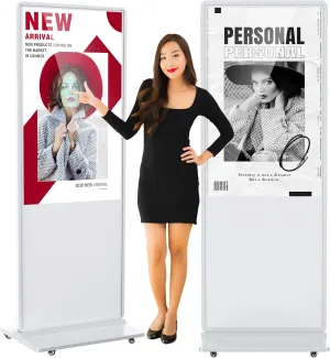 49 inch Indoor Digital Signage Touchscreen IPS Floor Standing Digital Kiosks Interactive Displays with WiFi HDMI/USB Input Auto AD Player, Android OS White