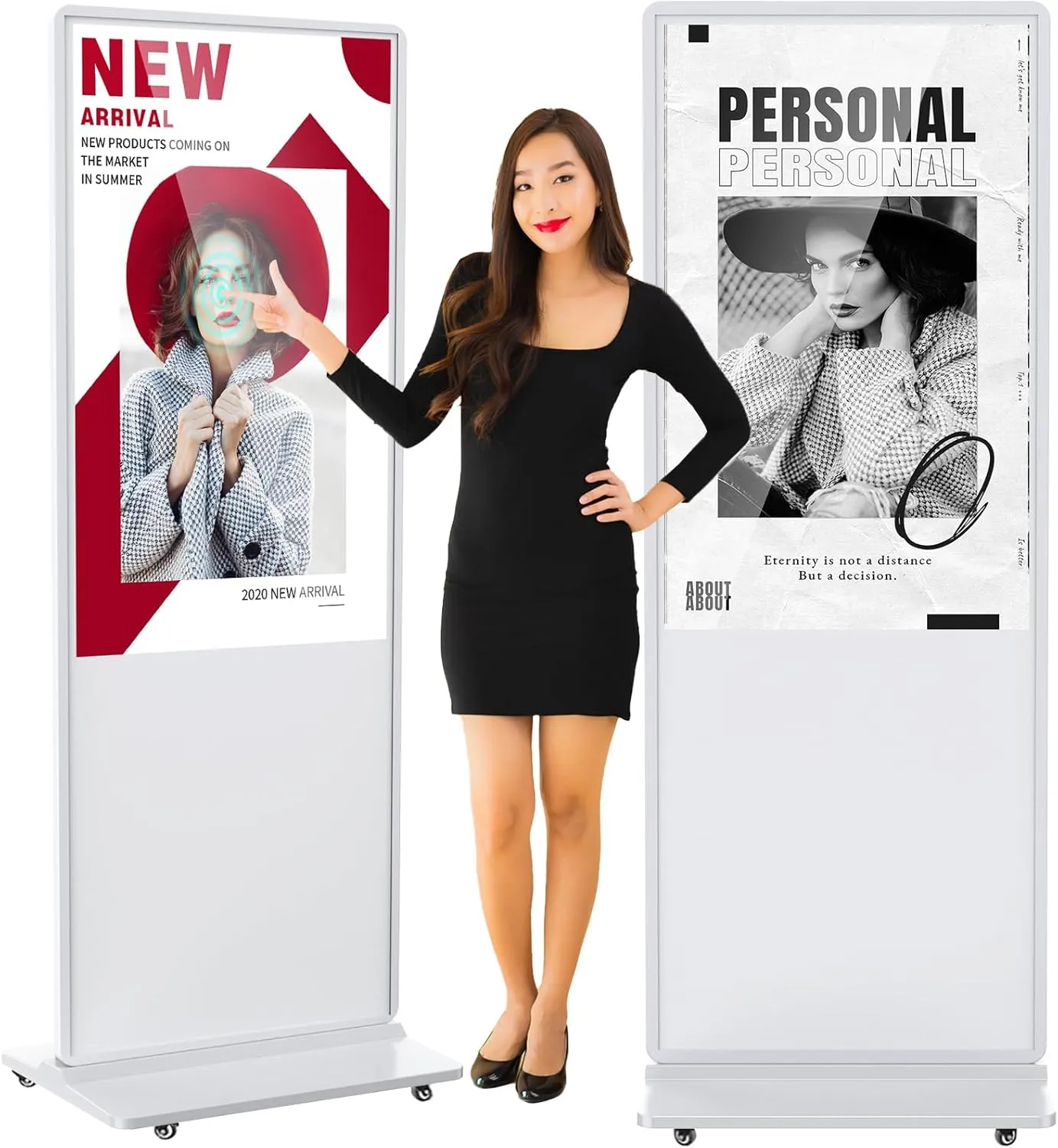 49 inch Indoor Digital Signage Touchscreen IPS Floor Standing Digital Kiosks Interactive Displays with WiFi HDMI/USB Input Auto AD Player, Android OS White