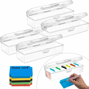 4 Pcs Trading Card Storage Box with 100 Pcs Multicolor Trading Card Dividers Plastic Deck Collectible Card Storage Box Sports Card Storage Card Game Storage Compatible with MTG TCG Football