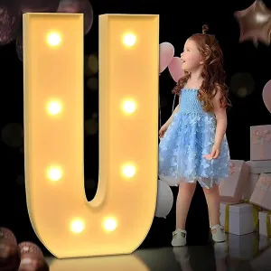 4FT/120cm Marquee Light Up Letters Wedding Decor LED Number Lights Sign Pre-Cut KT Foam Board DIY Kit for Party Birthday Engagement Party Decor (Color : Letter U, Size : 120CM/4FT)