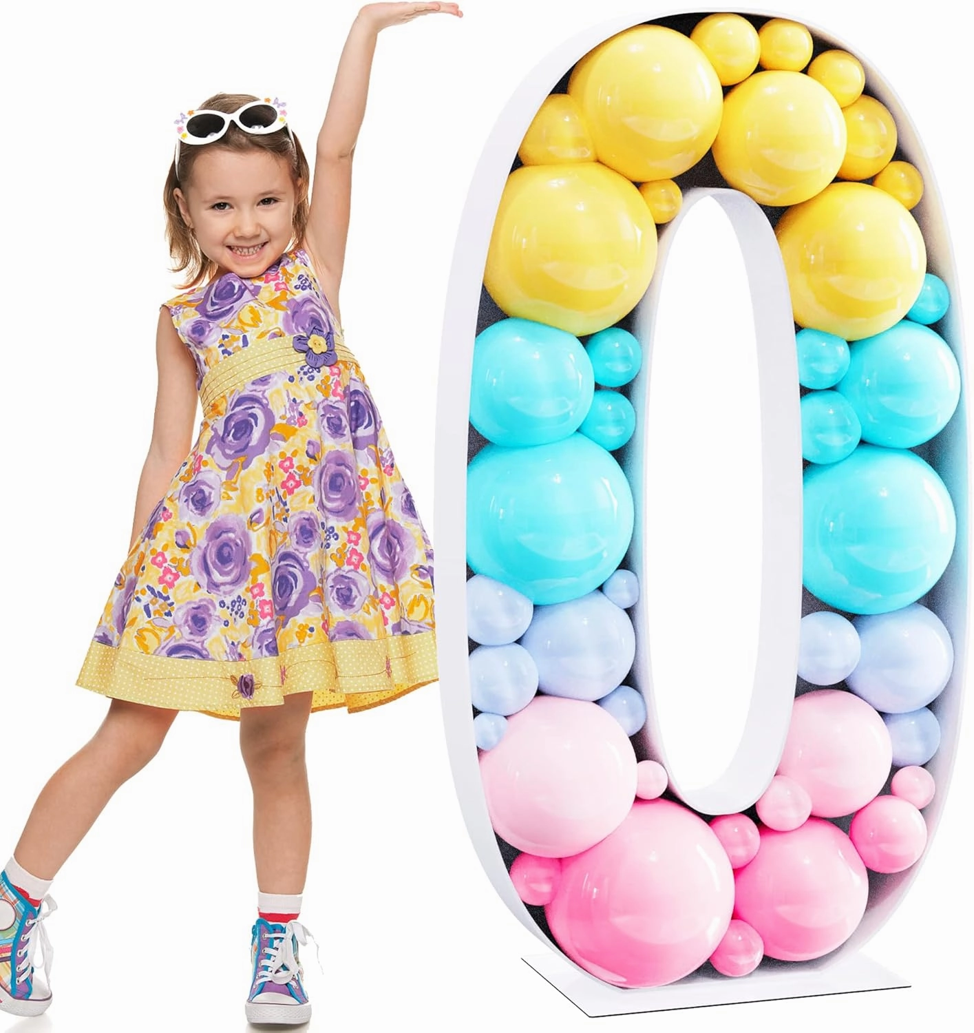 4FT Marquee Letters Mosaic Large Letters O Balloon Frame for Birthday Party Wedding Backdrop Decoration Anniversary Baby Shower Day Decor Pre-Cut Big Foam Board with Acrylic Plate Base