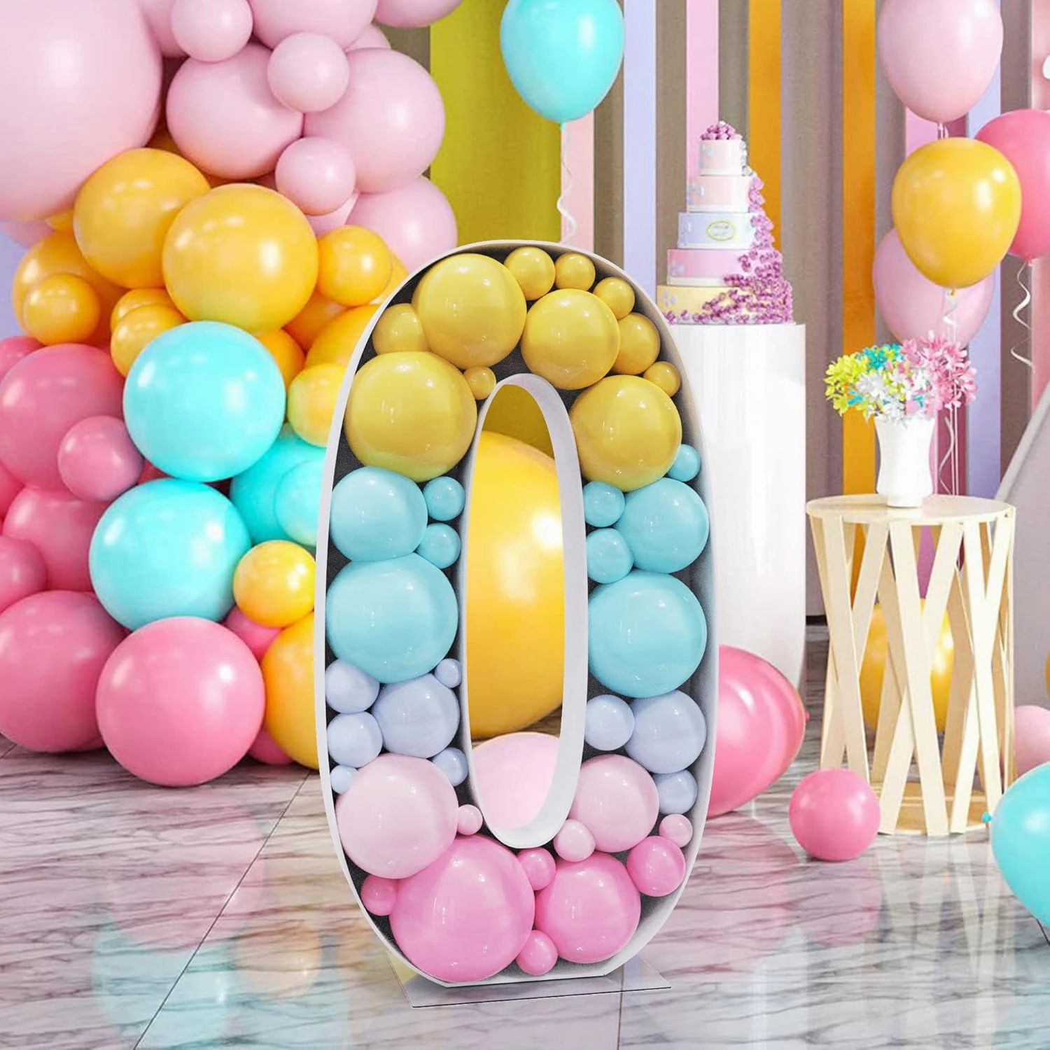 4FT Marquee Letters Mosaic Large Letters O Balloon Frame for Birthday Party Wedding Backdrop Decoration Anniversary Baby Shower Day Decor Pre-Cut Big Foam Board with Acrylic Plate Base