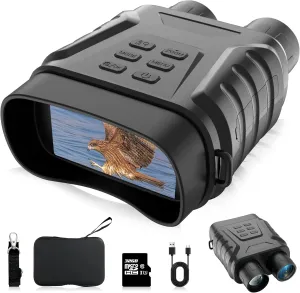 4K Night Vision Goggles Binoculars Gift for Men Adult, 8X Digital Zoom, Powerful Adjustable IR Light, Viewing up to 1312 FT in Total Darkness, 32GB Card for Camping, Hunting, Surveillance