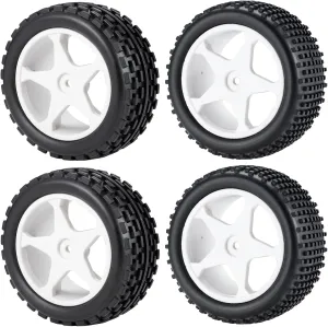 4pcs RC Rally Racing Tires&Hard Plastic Drift Wheels 12mm Hex On Road Tyres for Tamiya TT01 TT02 XV-01 HPI RS4 1/10 RC Car Upgrade