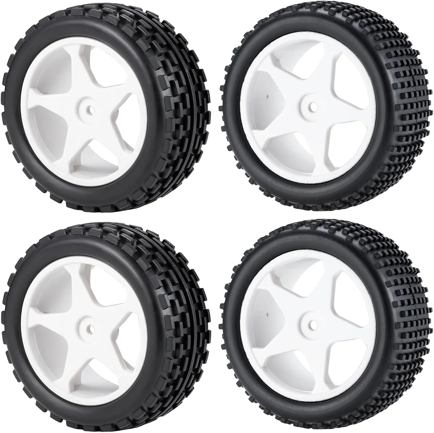 4pcs RC Rally Racing Tires&Hard Plastic Drift Wheels 12mm Hex On Road Tyres for Tamiya TT01 TT02 XV-01 HPI RS4 1/10 RC Car Upgrade