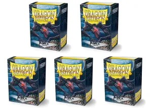 5 Packs Dragon Shield Matte Black Standard Size 100 ct Card Sleeves Value Bundle!