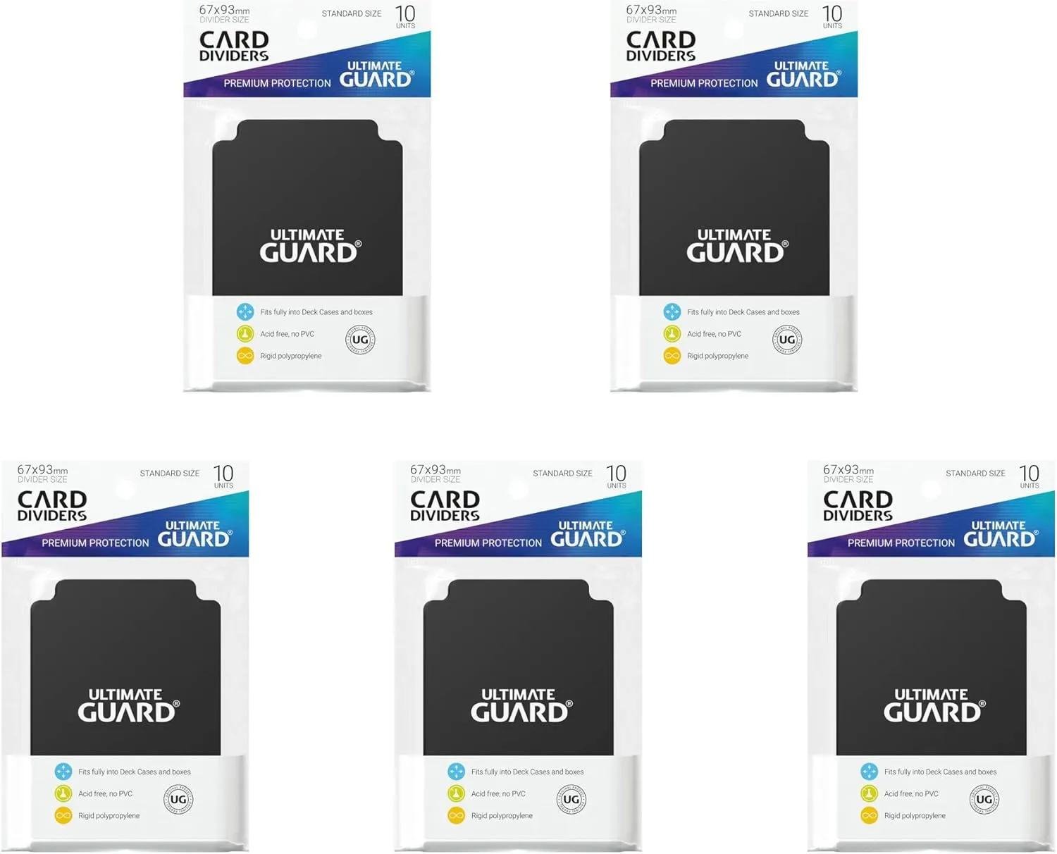 5 Packs Ultimate Guard Black Card Dividers (10) Standard Size Value Bundle!