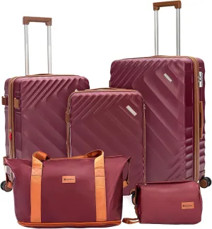 5 piece Luggage Set Expandable Suitcase 22x14x9 Airline Approved Carry on, ABS Hard Case Suitcases with Spinner Wheels, TSA Lock, Durable Waterproof Travel Set