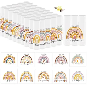 50 PCS Bohemian Rainbow Lip Balm Bulk Inspirational Words Appreciation Gift for Women Thank You Gifts Lip Moisturizer Products for Teacher Baby Shower Coworkers Friend Wedding Bridal Shower
