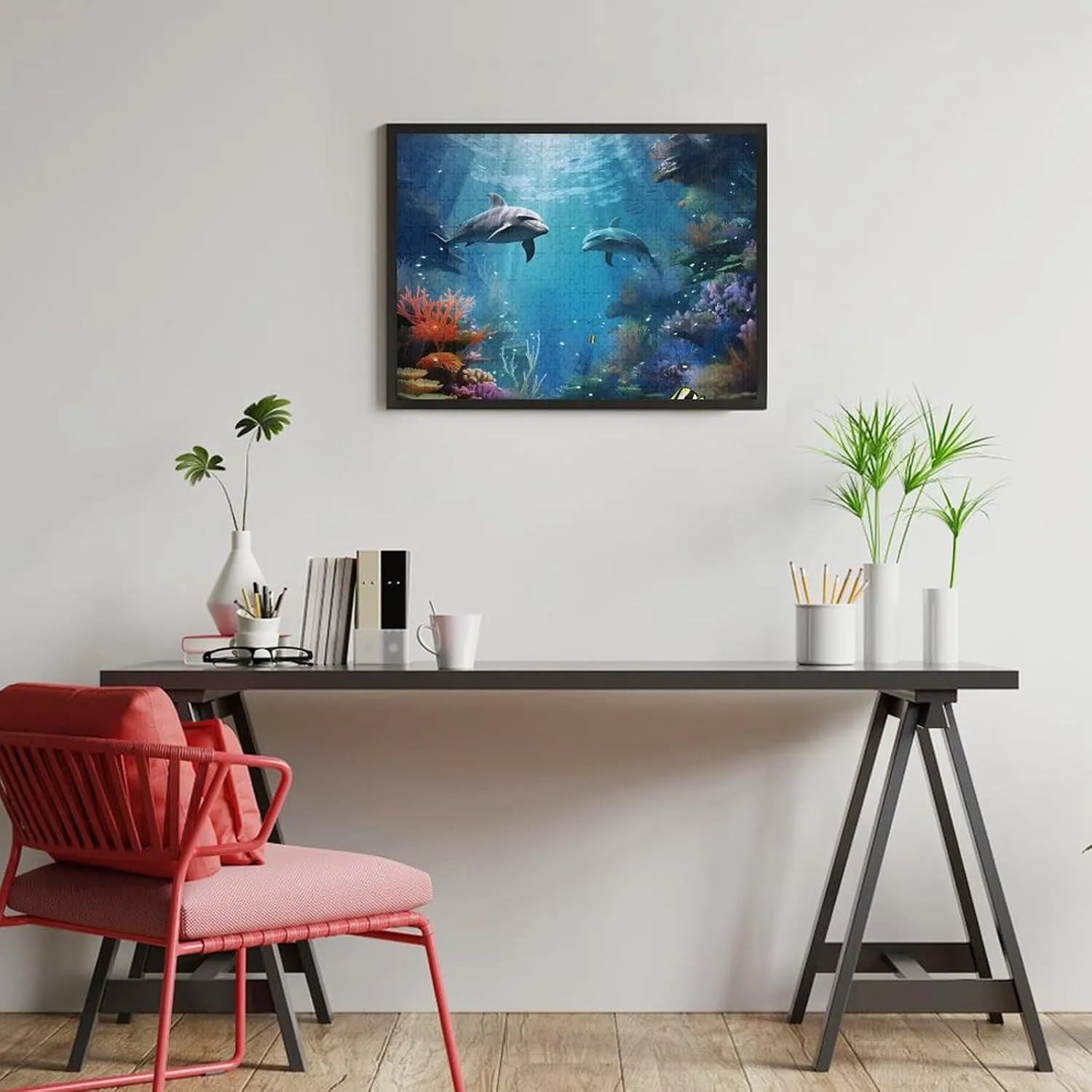 500 PCS Jigsaw Puzzle for Adults Personalized Picture Puzzle Blue Ocean Underwater Fish Customized Wooden Puzzle for Family, Birthday, Wedding, Game Nights Gifts Animal Puzzle