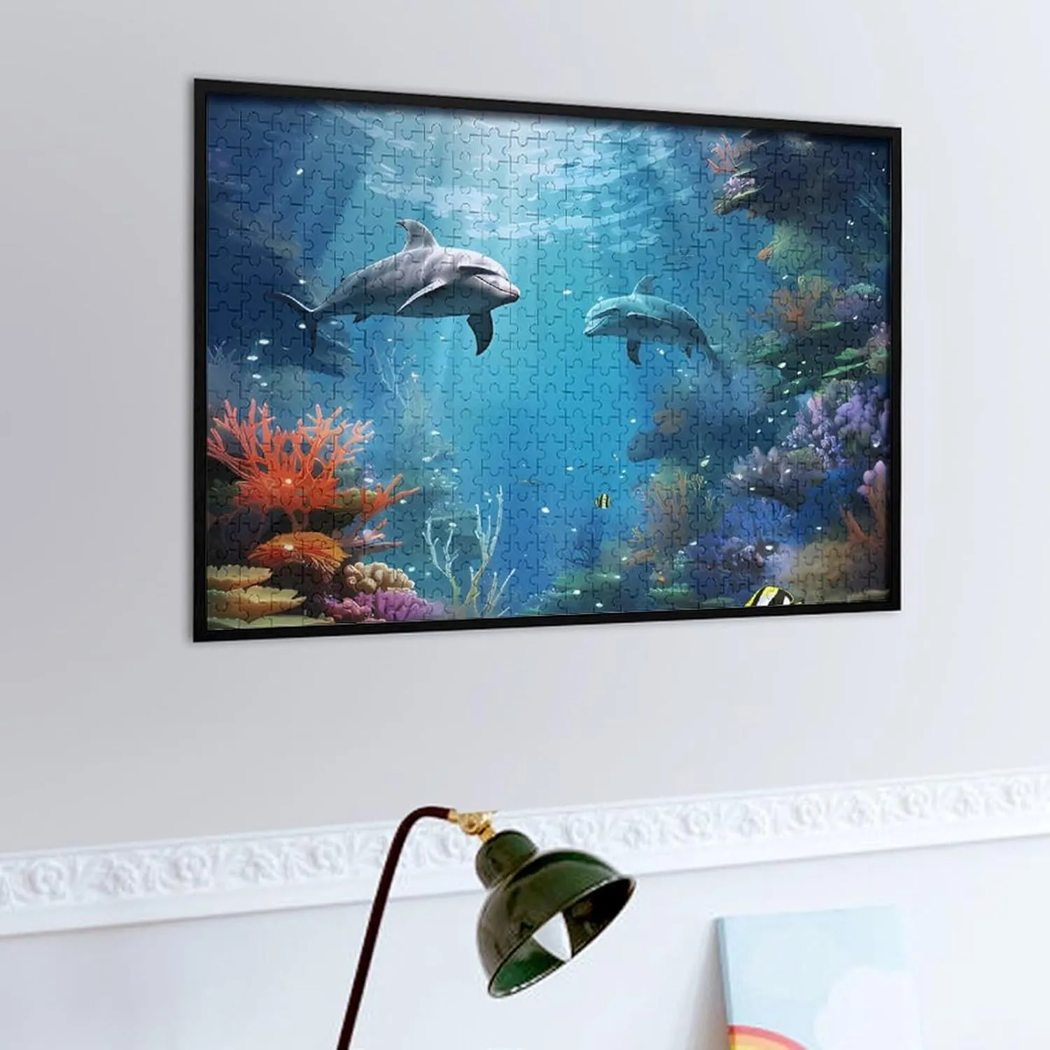 500 PCS Jigsaw Puzzle for Adults Personalized Picture Puzzle Blue Ocean Underwater Fish Customized Wooden Puzzle for Family, Birthday, Wedding, Game Nights Gifts Animal Puzzle